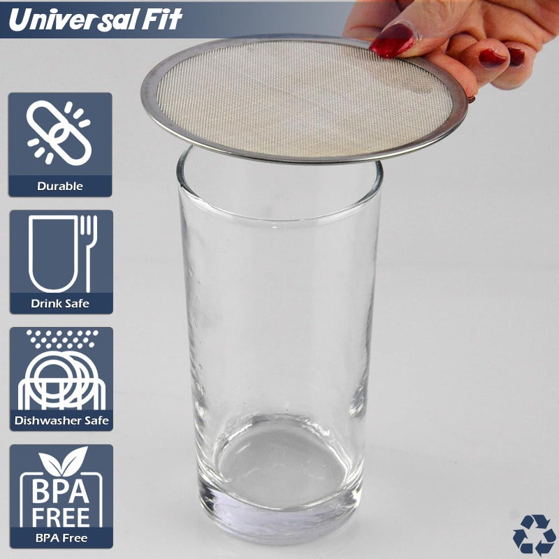 Home-X Pack of 4 Wine Glass Covers â€“ BPA-Free Stainless Steel Drink Covers to Keep Bugs Out â€“ Dishwasher Safe Mesh Cup Covers for Drinks and Beverages â€“ Fits Wine Glasses & Other Drinking Cups - Image 2